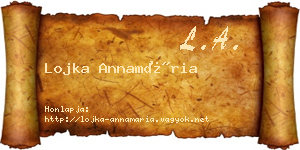 Lojka Annamária névjegykártya